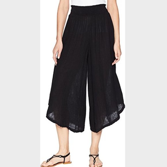 Double Gauze Cropped Wide Leg Pant 